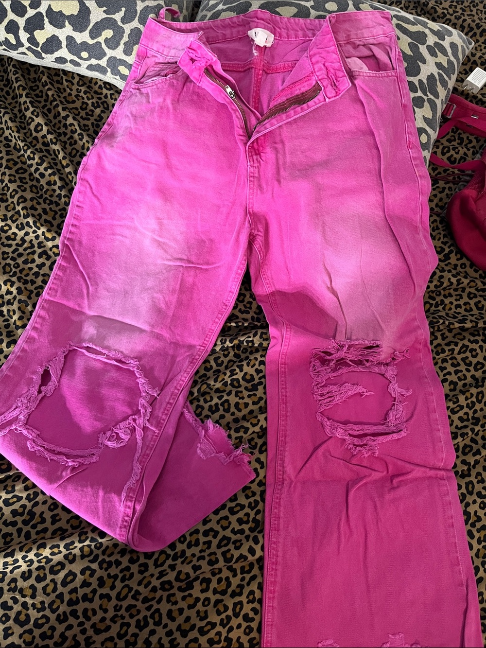 BiBi Hot Pink Distressed Skinny Jeans